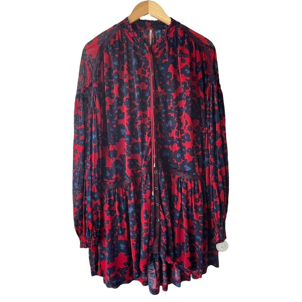 Free People Love Letter Boho Tunic Top Long Sleeve Size M